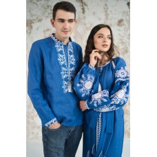 Embroidered Man&Woman Set "Fantasy" electric blue